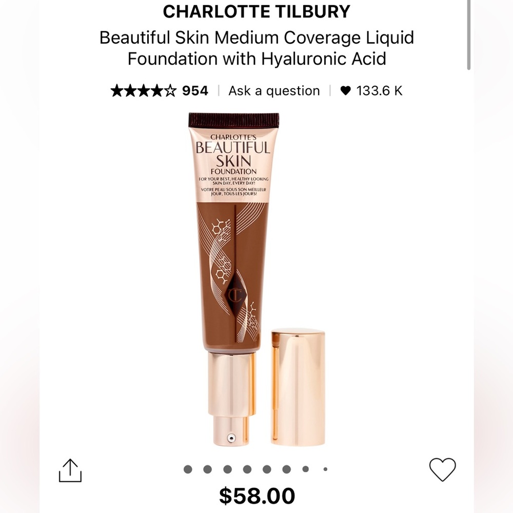 *NEW* Charlotte Tilbury Beautiful Skin Foundation, 30 ml. Colour 16 Cool